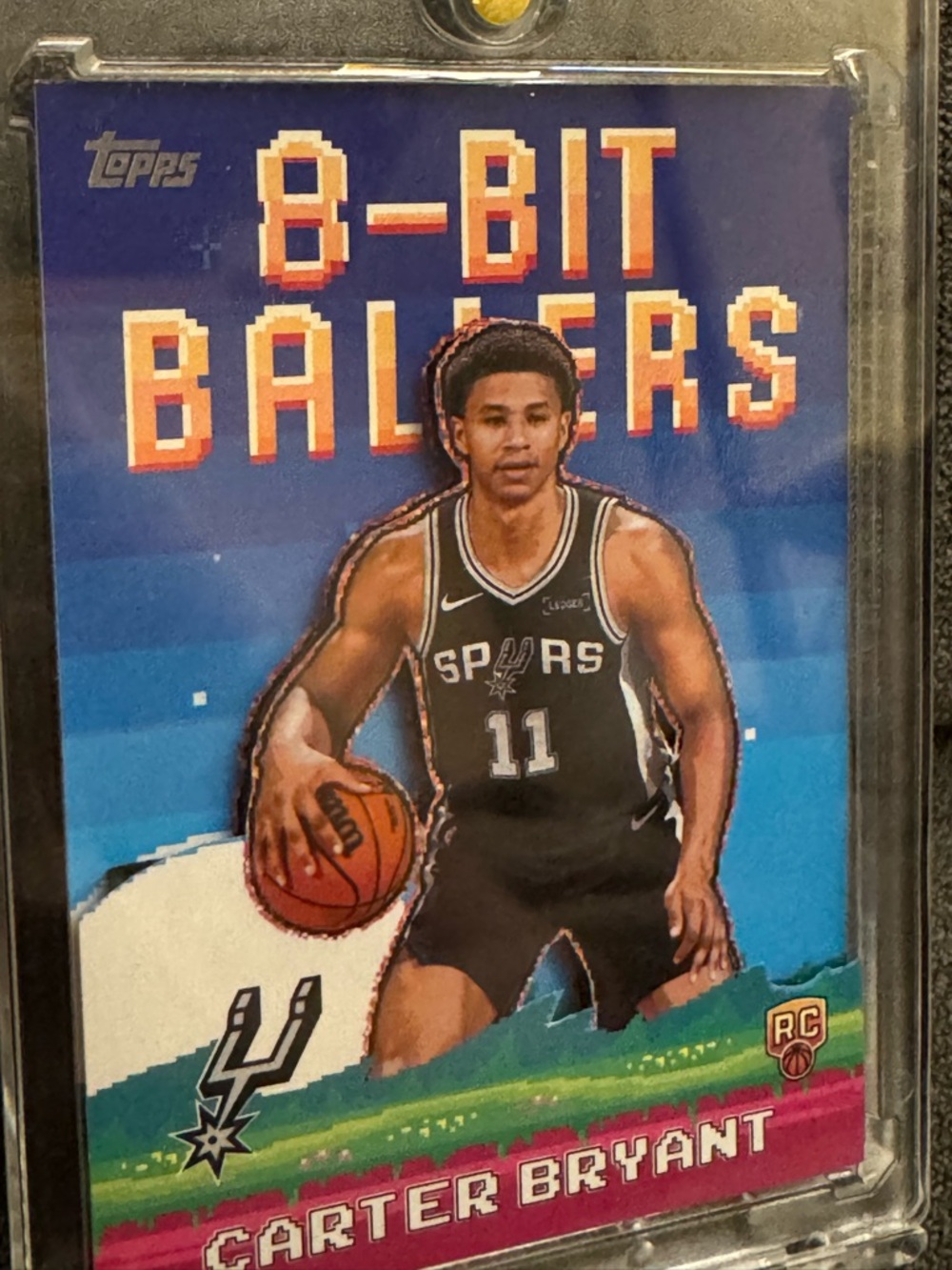 Custom 3D Floater - Topps 8-Bit Baller Carter Bryant Rook card San Antonio Spurs